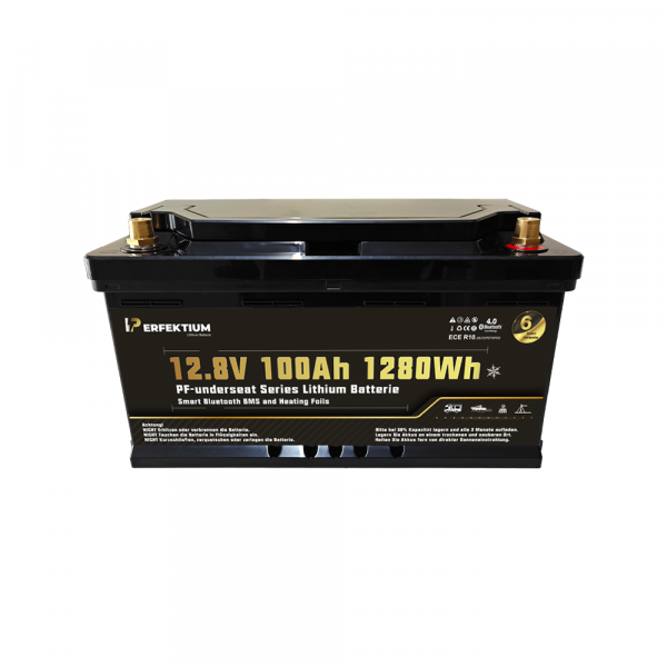 Perfektium PF-Serie LiFePO4-Lithiumbatterie 12,8 V 100 Ah, Smart-BMS mit Bluetooth, Wohnmobil-Untersitzbatterie mit Heizung Perfektium PF-Serie LiFePO4-Lithiumbatterie 12,8 V 100 Ah, Smart-BMS mit Bluetooth, Wohnmobil-Untersitzbatterie mit Heizung