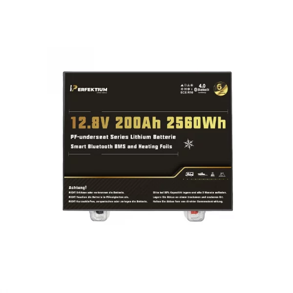 Perfektium PF-Serie LiFePO4-Lithiumbatterie 12,8 V 200 Ah, Smart-BMS mit Bluetooth, Wohnmobil-Untersitzbatterie mit Heizung Perfektium PF-Serie LiFePO4-Lithiumbatterie 12,8 V 200 Ah, Smart-BMS mit Bluetooth, Wohnmobil-Untersitzbatterie mit Heizung
