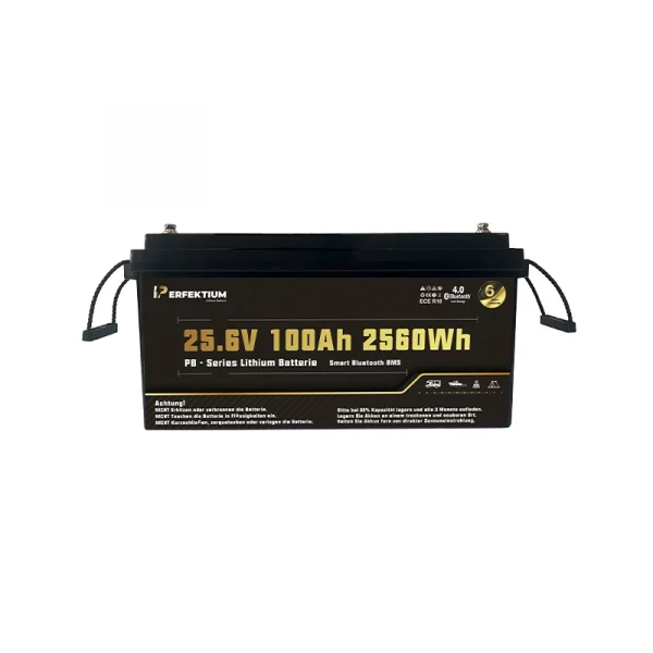 Perfektium PB-Serie LiFePO4-Lithiumbatterie 25,6 V 100 Ah, PRO-Smart-BMS mit Bluetooth Perfektium PB-Serie LiFePO4-Lithiumbatterie 25,6 V 100 Ah, PRO-Smart-BMS mit Bluetooth