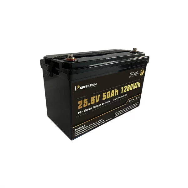 Perfektium PB-Serie LiFePO4-Lithiumbatterie 25,6 V 50 Ah, Smart-BMS mit Bluetooth Perfektium PB-Serie LiFePO4-Lithiumbatterie 25,6 V 50 Ah, Smart-BMS mit Bluetooth