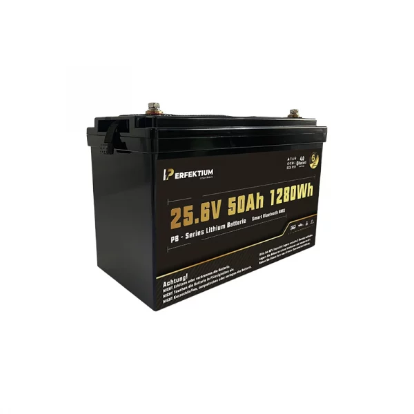 Perfektium PB-Serie LiFePO4-Lithiumbatterie 25,6 V 50 Ah, Smart-BMS mit Bluetooth Perfektium PB-Serie LiFePO4-Lithiumbatterie 25,6 V 50 Ah, Smart-BMS mit Bluetooth