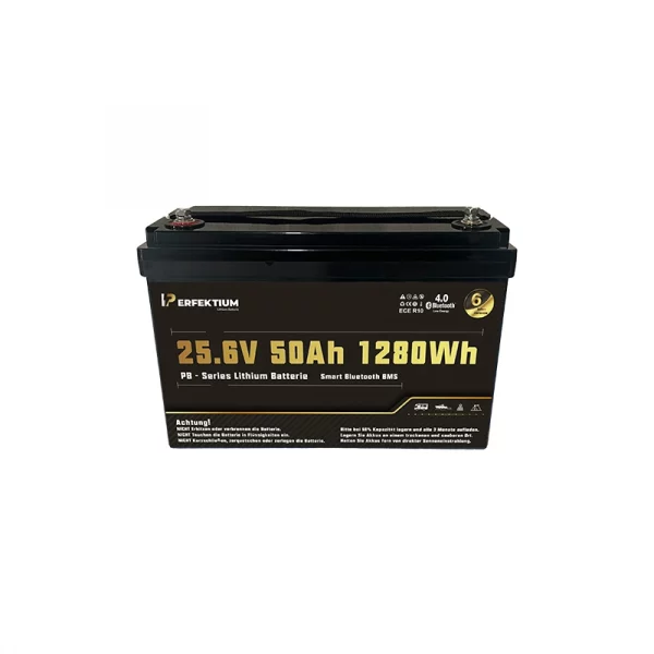 Perfektium PB-Serie LiFePO4-Lithiumbatterie 25,6 V 50 Ah, Smart-BMS mit Bluetooth Perfektium PB-Serie LiFePO4-Lithiumbatterie 25,6 V 50 Ah, Smart-BMS mit Bluetooth