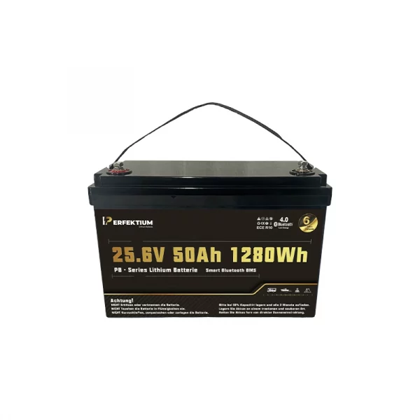 Perfektium PB-Serie LiFePO4-Lithiumbatterie 25,6 V 50 Ah, Smart-BMS mit Bluetooth Perfektium PB-Serie LiFePO4-Lithiumbatterie 25,6 V 50 Ah, Smart-BMS mit Bluetooth