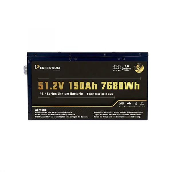 Perfektium PB-Serie LiFePO4-Lithiumbatterie 51,2 V 150 Ah, Smart-BMS mit Bluetooth und Heizung Perfektium PB-Serie LiFePO4-Lithiumbatterie 51,2 V 150 Ah, Smart-BMS mit Bluetooth und Heizung