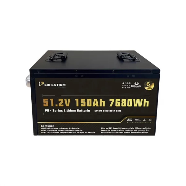 Perfektium PB-Serie LiFePO4-Lithiumbatterie 51,2 V 150 Ah, Smart-BMS mit Bluetooth und Heizung Perfektium PB-Serie LiFePO4-Lithiumbatterie 51,2 V 150 Ah, Smart-BMS mit Bluetooth und Heizung
