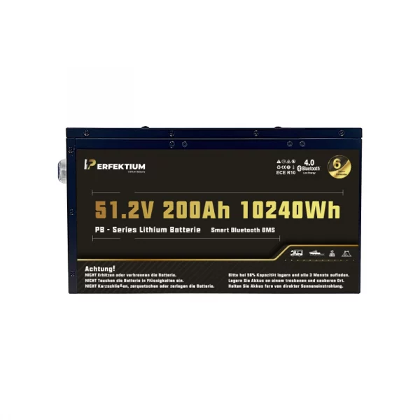 Perfektium PB-Serie LiFePO4-Lithiumbatterie 51,2 V 200 Ah, Smart-BMS mit Bluetooth und Heizung Perfektium PB-Serie LiFePO4-Lithiumbatterie 51,2 V 200 Ah, Smart-BMS mit Bluetooth und Heizung