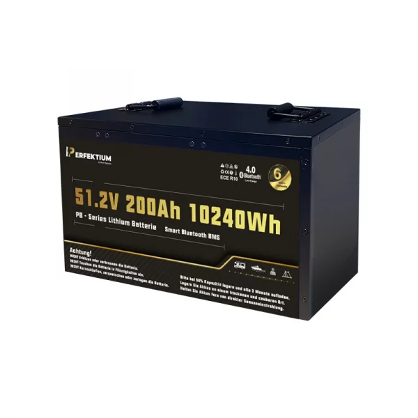 Perfektium PB-Serie LiFePO4-Lithiumbatterie 51,2 V 200 Ah, Smart-BMS mit Bluetooth und Heizung Perfektium PB-Serie LiFePO4-Lithiumbatterie 51,2 V 200 Ah, Smart-BMS mit Bluetooth und Heizung