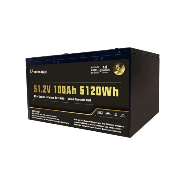 Perfektium PB-Serie LiFePO4-Lithiumbatterie 51,2 V 100 Ah, Smart-BMS mit Bluetooth Perfektium PB-Serie LiFePO4-Lithiumbatterie 51,2 V 100 Ah, Smart-BMS mit Bluetooth