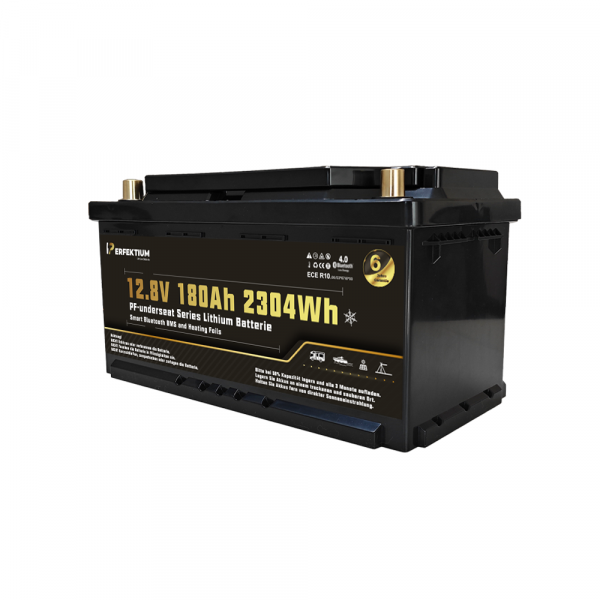Perfektium PF-Serie LiFePO4-Lithiumbatterie 12,8 V 180 Ah, Smart-BMS mit Bluetooth, Wohnmobil-Untersitzbatterie mit Heizung Perfektium PF-Serie LiFePO4-Lithiumbatterie 12,8 V 180 Ah, Smart-BMS mit Bluetooth, Wohnmobil-Untersitzbatterie mit Heizung