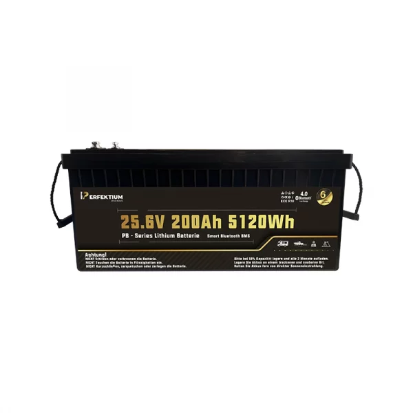 Perfektium PB-Serie LiFePO4-Lithiumbatterie 25,6 V 200 Ah, Smart-BMS mit Bluetooth Perfektium PB-Serie LiFePO4-Lithiumbatterie 25,6 V 200 Ah, Smart-BMS mit Bluetooth