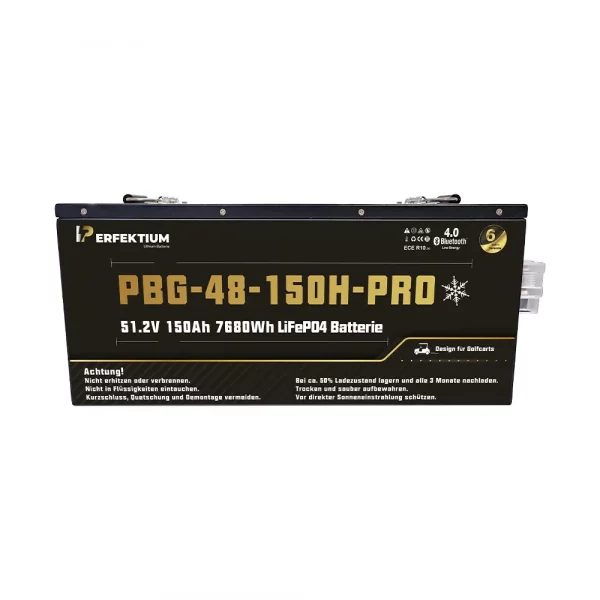 Perfektium PBG-Serie LiFePO4-Lithiumbatterie 51,2 V 150 Ah, PRO-Smart-BMS mit Bluetooth, Golfwagenbatterie mit Heizung Perfektium PBG-Serie LiFePO4-Lithiumbatterie 51,2 V 150 Ah, PRO-Smart-BMS mit Bluetooth, Golfwagenbatterie mit Heizung