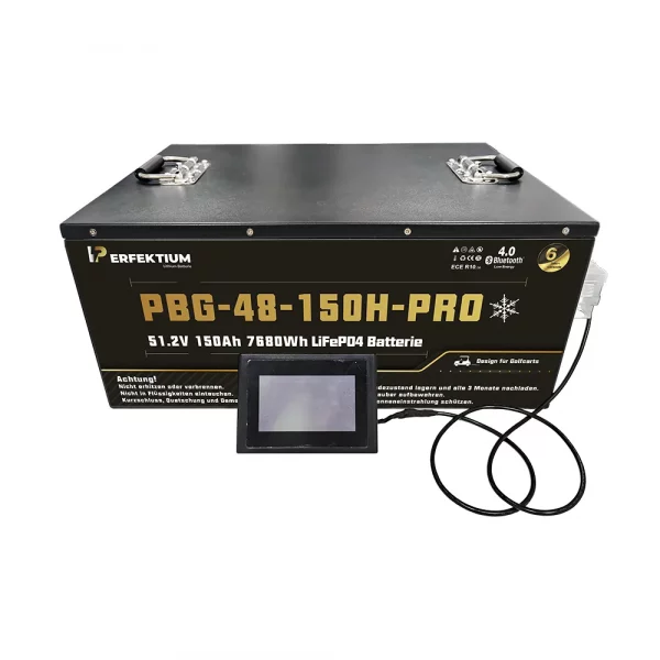 Perfektium PBG-Serie LiFePO4-Lithiumbatterie 51,2 V 150 Ah, PRO-Smart-BMS mit Bluetooth, Golfwagenbatterie mit Heizung Perfektium PBG-Serie LiFePO4-Lithiumbatterie 51,2 V 150 Ah, PRO-Smart-BMS mit Bluetooth, Golfwagenbatterie mit Heizung