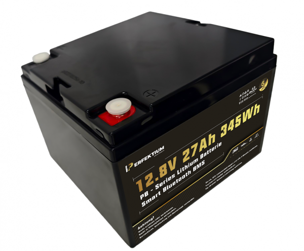 Perfektium PB-Serie LiFePO4-Lithiumbatterie 12 V 27 Ah, Smart-BMS mit Bluetooth Perfektium PB-Serie LiFePO4-Lithiumbatterie 12 V 27 Ah, Smart-BMS mit Bluetooth