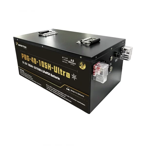 Perfektium PBG-Serie LiFePO4-Lithiumbatterie 51,2 V 105 Ah, Ultra-Smart-BMS mit Bluetooth, Golfwagenbatterie mit Heizung