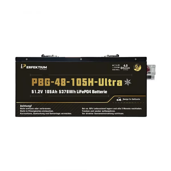Perfektium PBG-Serie LiFePO4-Lithiumbatterie 51,2 V 105 Ah, Ultra-Smart-BMS mit Bluetooth, Golfwagenbatterie mit Heizung