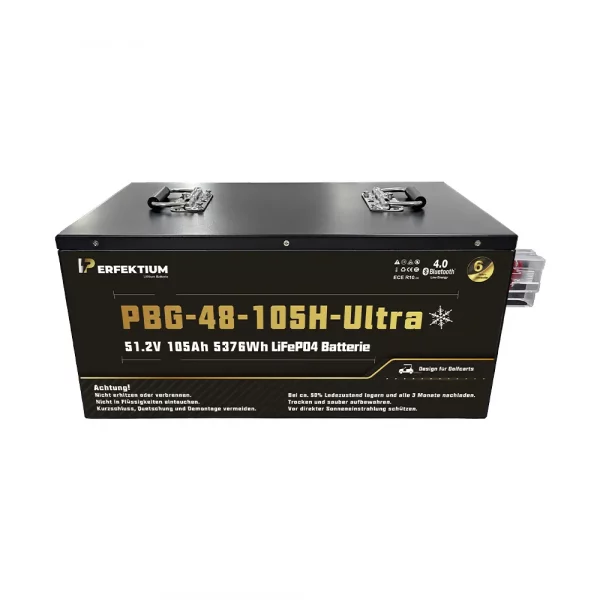 Perfektium PBG-Serie LiFePO4-Lithiumbatterie 51,2 V 105 Ah, Ultra-Smart-BMS mit Bluetooth, Golfwagenbatterie mit Heizung