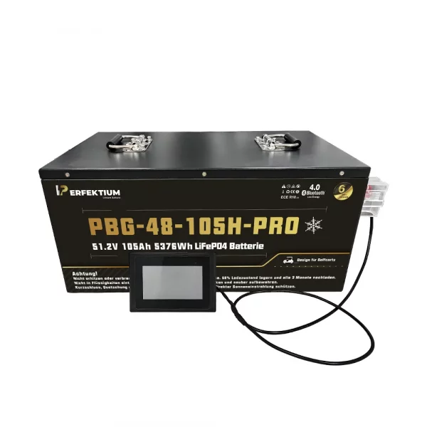 Perfektium PBG-Serie LiFePO4-Lithiumbatterie 51,2 V 105 Ah, PRO-Smart-BMS mit Bluetooth, Golfwagenbatterie mit Heizung
