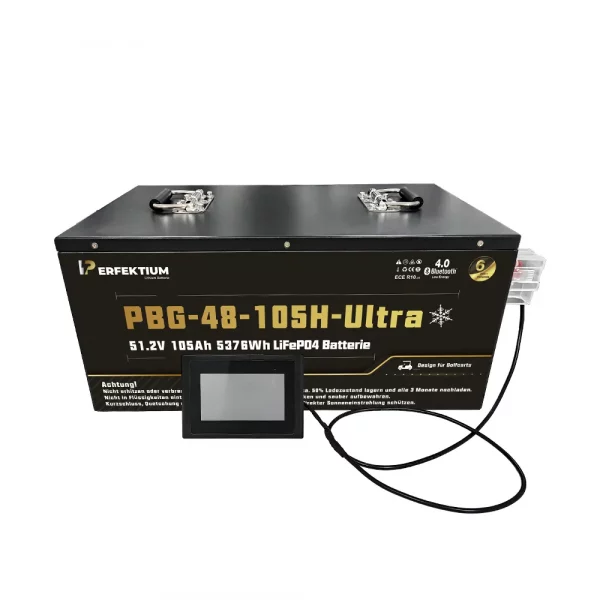 Perfektium PBG-Serie LiFePO4-Lithiumbatterie 51,2 V 105 Ah, Ultra-Smart-BMS mit Bluetooth, Golfwagenbatterie mit Heizung