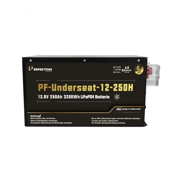 Perfektium PF-Serie LiFePO4-Lithiumbatterie 12,8 V 250 Ah, Smart-BMS mit Bluetooth, Wohnmobil-Untersitzbatterie mit Heizung Perfektium PF-Serie LiFePO4-Lithiumbatterie 12,8 V 250 Ah, Smart-BMS mit Bluetooth, Wohnmobil-Untersitzbatterie mit Heizung