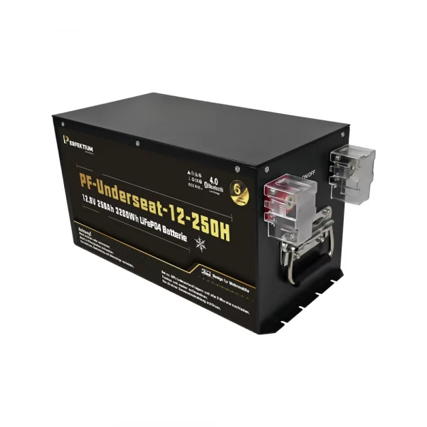 Perfektium PF-Serie LiFePO4-Lithiumbatterie 12,8 V 250 Ah, Smart-BMS mit Bluetooth, Wohnmobil-Untersitzbatterie mit Heizung Perfektium PF-Serie LiFePO4-Lithiumbatterie 12,8 V 250 Ah, Smart-BMS mit Bluetooth, Wohnmobil-Untersitzbatterie mit Heizung