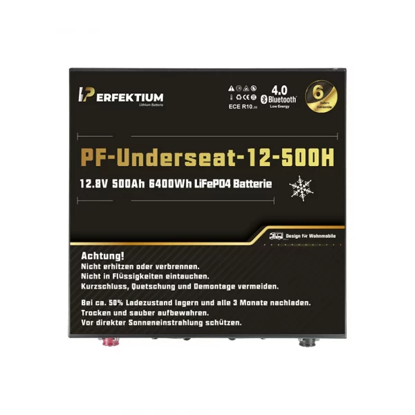 Perfektium PF-Serie LiFePO4-Lithiumbatterie 12,8 V 500 Ah, Smart-BMS mit Bluetooth, Wohnmobil-Untersitzbatterie mit Heizung Perfektium PF-Serie LiFePO4-Lithiumbatterie 12,8 V 500 Ah, Smart-BMS mit Bluetooth, Wohnmobil-Untersitzbatterie mit Heizung