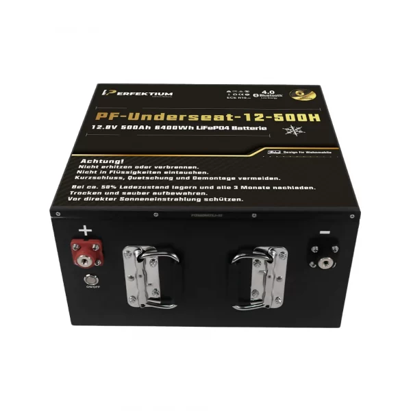Perfektium PF-Serie LiFePO4-Lithiumbatterie 12,8 V 500 Ah, Smart-BMS mit Bluetooth, Wohnmobil-Untersitzbatterie mit Heizung Perfektium PF-Serie LiFePO4-Lithiumbatterie 12,8 V 500 Ah, Smart-BMS mit Bluetooth, Wohnmobil-Untersitzbatterie mit Heizung