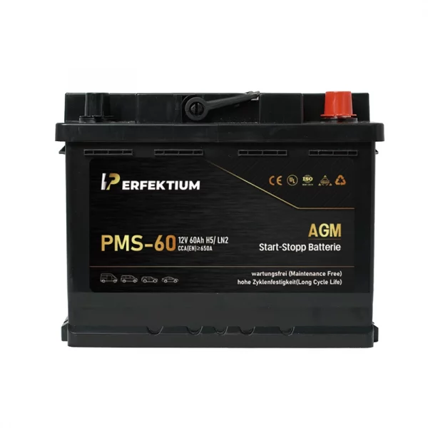 Perfektium PMS-Serie AGM Start-Stopp-Batterie 12 V 60Ah, entwickelt für moderne Fahrzeuge mit hoher Zyklenlebensdauer und wartungsfreiem Betrieb-5